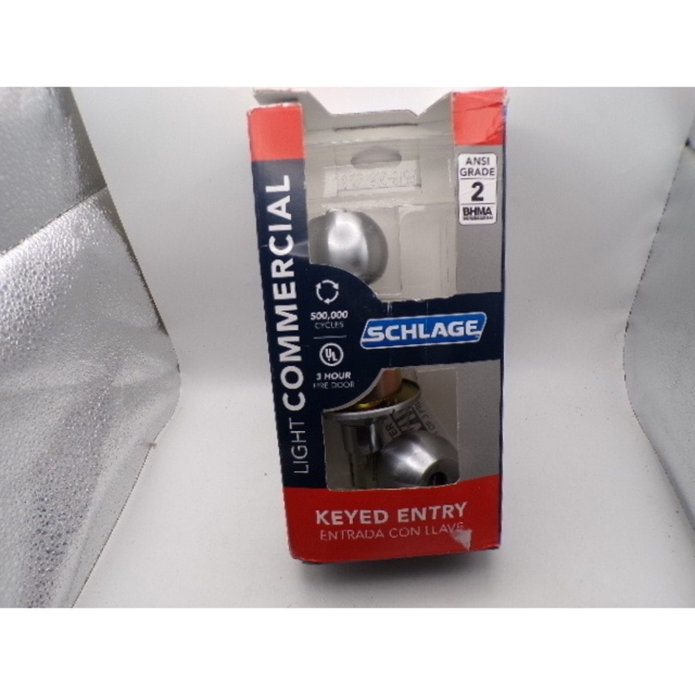 Schlage Light Commercial Keyed Entry Door Knob ANSI Grade 2 Satin‎ Chrome SC1